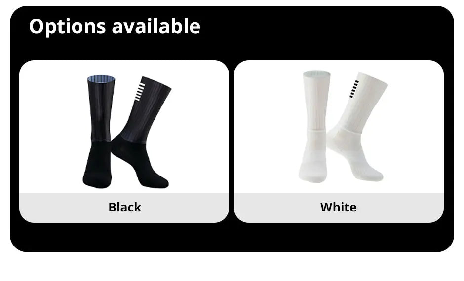Cycling Knee High Socks Men Anti Slip Silicone Aero Whiteline Bicycle Sport Running Bike Hose