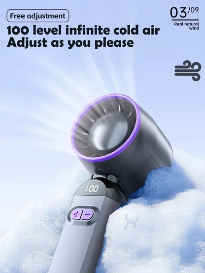 Mini Portable Hand Fan, 100 Wind Speeds, 6000mAh USB Battery Rechargeable, LED Digital Display, Travel,Camping,Outdoor