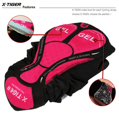 X-TIGER Women Cycling Shorts 3D Gel Padded Shockproof MTB Mountian Bicycle Shorts Road Racing Bike Shorts Summer Outfit Clothes