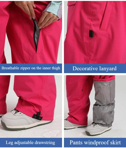 New Baggy Windproof Men Solid Women Skiing Pants Waterproof Loose Hooded Ski Strides Outdoor Sports Adult Breathable Trousers