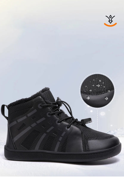 Boys Girls Snow Boots Waterproof Winter Shoes Kids Barefoot Shoes Winter Wide Toe Sneakers Warm Snow Boots Lightweight Non-slip