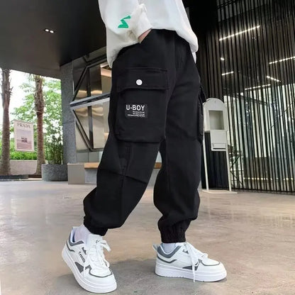 Multiple Pockets Boy Cargo Pants Children Casual Sweatpants Three-dimensional High Visibility Sports Pants Children's Clothing