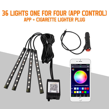 RGB Automotive Atmosphere Decorative Lamp Led Interior Light Strip Car Foot Ambient Lights with USB Cigarette with Remote Voice