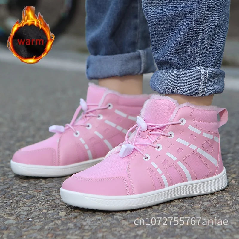 Boys Girls Snow Boots Waterproof Winter Shoes Kids Barefoot Shoes Winter Wide Toe Sneakers Warm Snow Boots Lightweight Non-slip