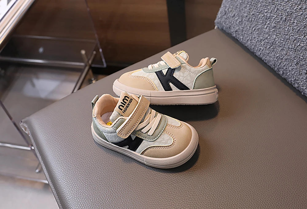 PU Leather Children Shoes Designers Kid's Sneakers Ergonomics Soft-soled Girl's Sneakers Anti-slippery Sport Shoes Toddler Shoes