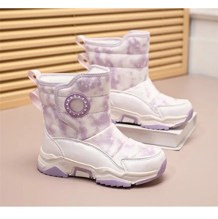 Winter Children's Cotton Shoes Anti-Slip Ice Claw High-Top Waterproof Fleece-Lined Snow Boots for Girls And Boys Hot Sale Of The