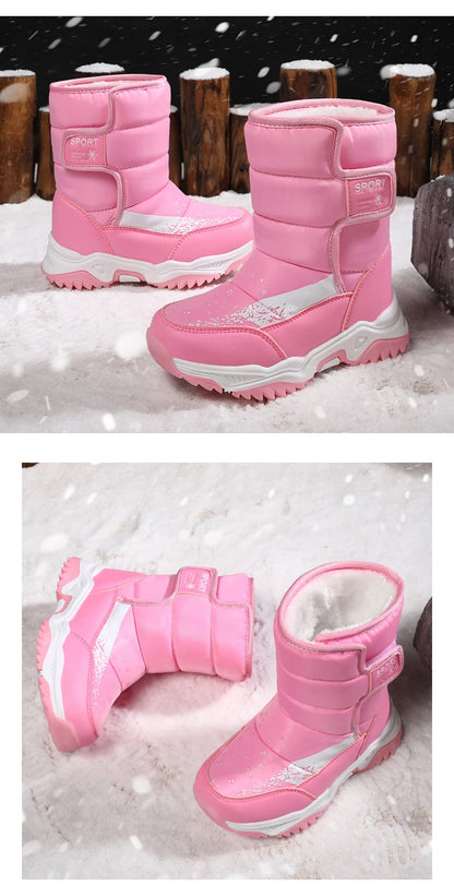 Winter Outdoor Children Boots Princess Elegant Girls Shoes Water Proof Girl Boy Snow Boots Kids Warm High Quality Plush Boots