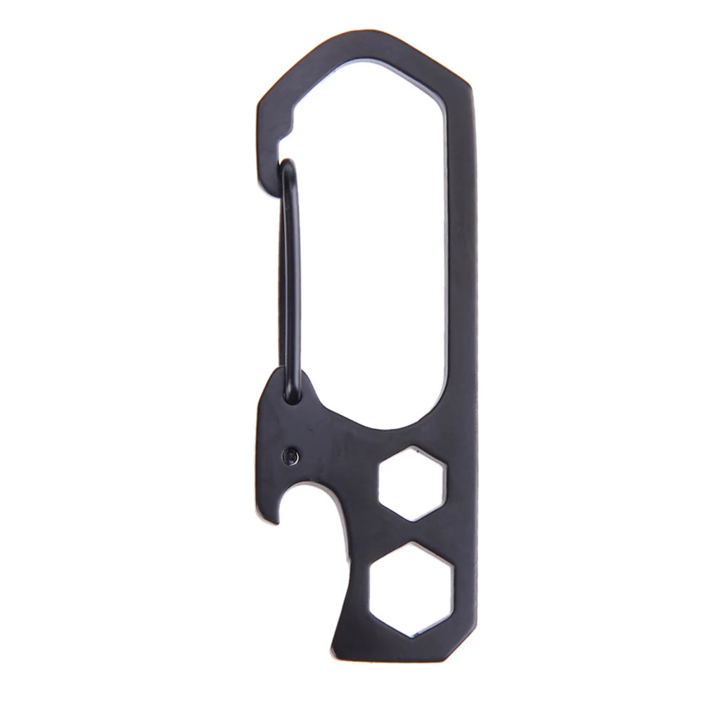 Carabiner Keychain Hook Outdoor Stainless Steel Carabiner Cap Lifter Hex Driver Bottle Opener Keychain Ring Climbing Accessorie