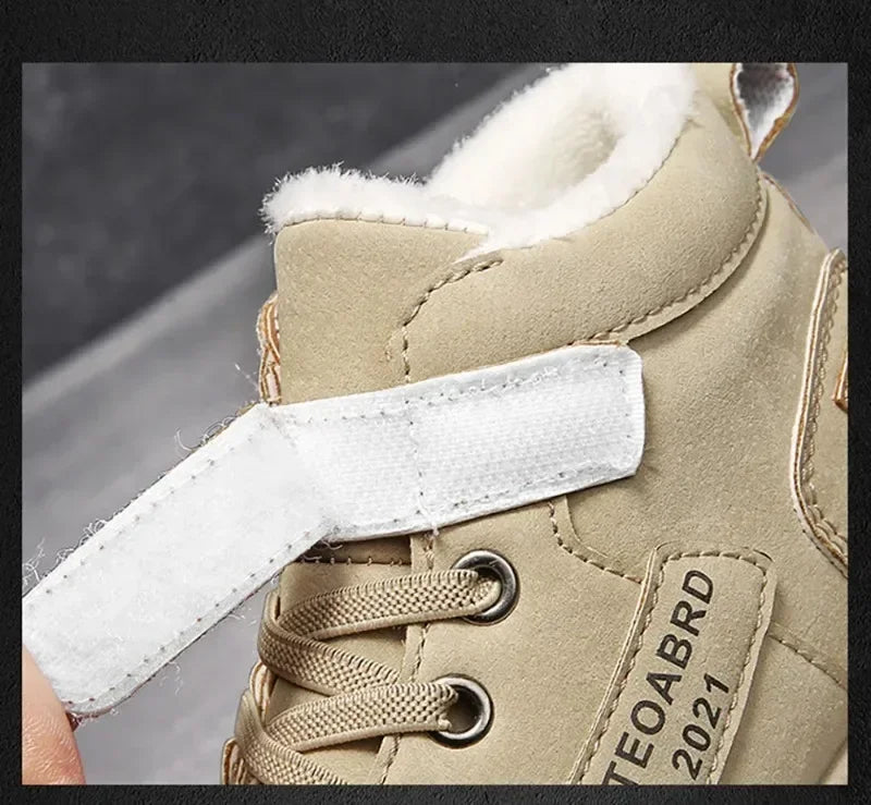 Winter Children's Boots Boys Plus Cashmere Thicken Warm Snow Boots Girls Non-slip Outdoor Boots Student Shoes Hiking Shoes