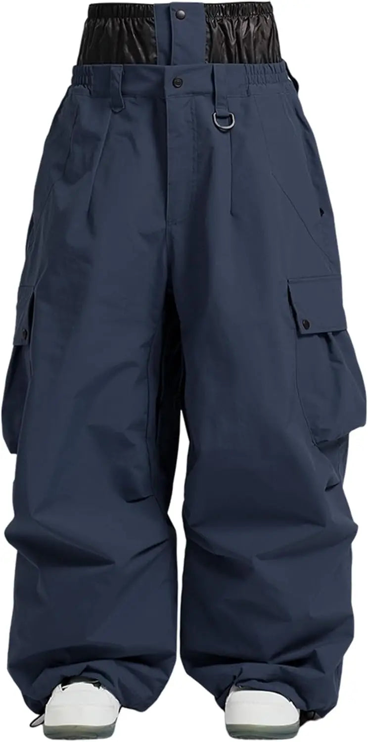 GSOU SNOW Super Baggy Snowboard Pants Men Waterproof Windproof Sports Clothes Insulated Loose Fit Ski Trousers for Cold Weather