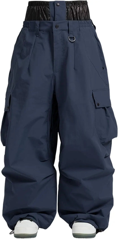 GSOU SNOW Super Baggy Snowboard Pants Men Waterproof Windproof Sports Clothes Insulated Loose Fit Ski Trousers for Cold Weather