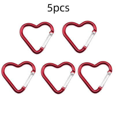 Outdoor Carabiner Heart Shape Keychain Clip Aluminum Alloy Rings Climbing Clips Spring Snap Hook Carabiner Durable