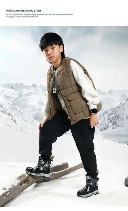 Winter Children's Cotton Shoes Anti-Slip Ice Claw High-Top Waterproof Fleece-Lined Snow Boots for Girls And Boys Hot Sale Of The