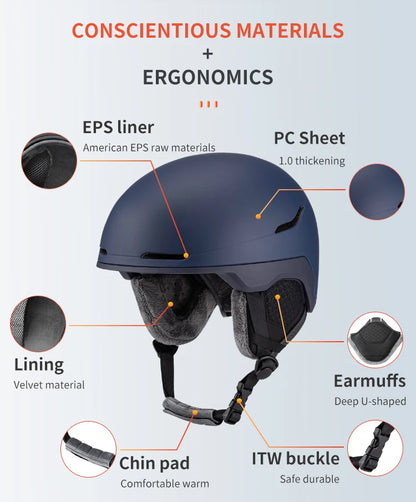Seeker Winter Ski Helmet One-piece Adult Children Universal Snow Helmet Skating Ski Snowboard Outdoor Sports Safety Helmets