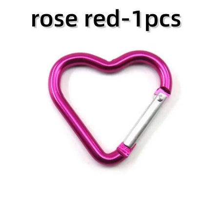Outdoor Carabiner Heart Shape Keychain Clip Aluminum Alloy Rings Climbing Clips Spring Snap Hook Carabiner Durable