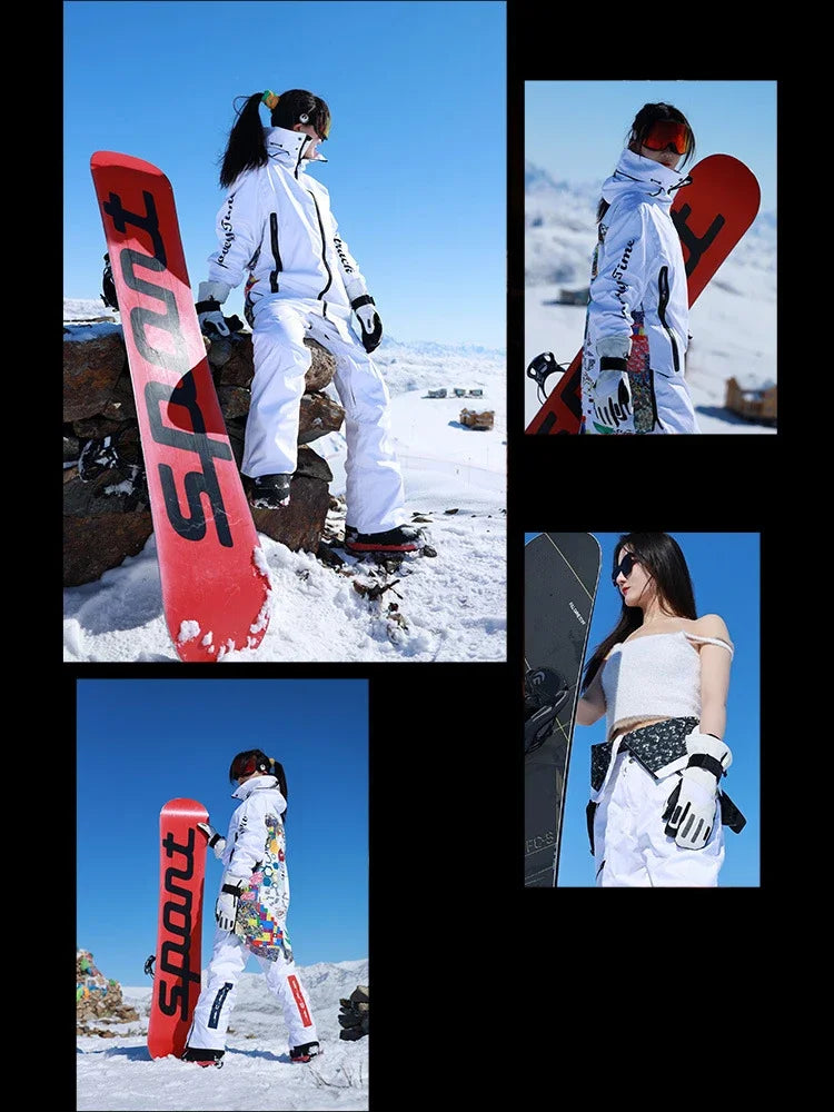 2024 Snowboarding Jackets Winter Oversize Ski Jacket Women Warm Windproof Waterproof Snowwear Detachable Skiing Snowboarding