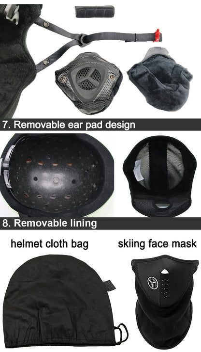 LOCLE Men Skiing Helmet Women Children Boys Girls Ski Helmet Skating Skateboard Snowmobile Motorcycle Helmets Size 52-64cm