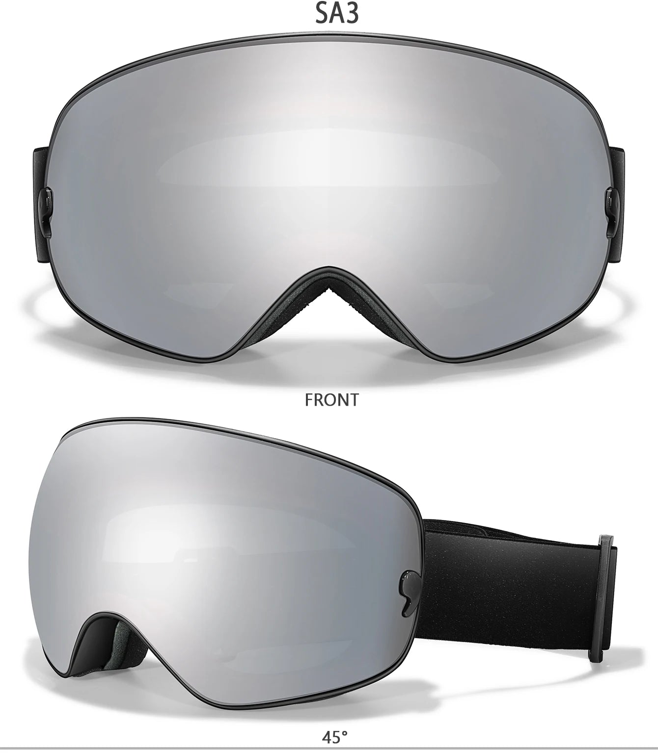 Anti-Fog SKI Goggles Snowboard Goggles UV400 with Night Vison Lens Men Women Teen Best Gift for Christmas and New Year