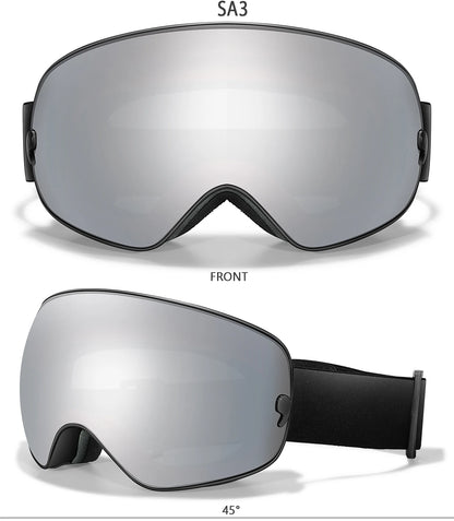 Anti-Fog SKI Goggles Snowboard Goggles UV400 with Night Vison Lens Men Women Teen Best Gift for Christmas and New Year