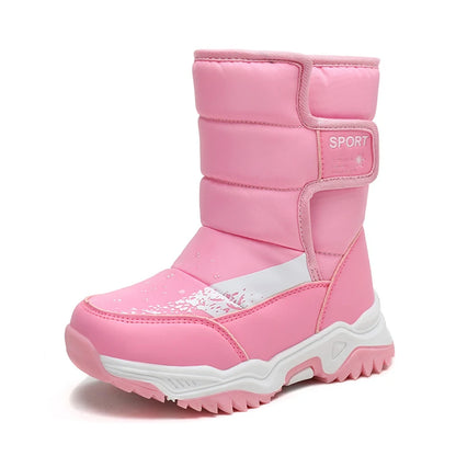 Winter Outdoor Children Boots Princess Elegant Girls Shoes Water Proof Girl Boy Snow Boots Kids Warm High Quality Plush Boots