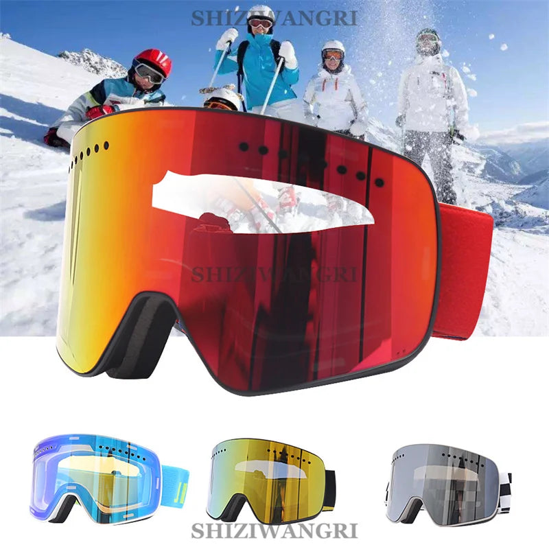 Magnetic Ski Goggles Lens Double Layer Skiing Anti-fog UV400 Snowboard Goggles Men Women Ski Glasses Eyewear