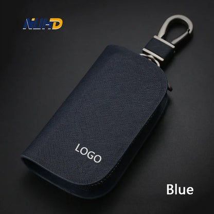 Leather Car Key Case Universal Keychain For BMW Mercedes Audi VW Bentley Ferrari FIAT Alfa Jeep Key Cover Protector Accessories