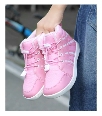 Boys Girls Snow Boots Waterproof Winter Shoes Kids Barefoot Shoes Winter Wide Toe Sneakers Warm Snow Boots Lightweight Non-slip