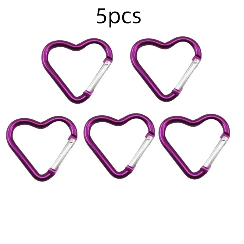 Outdoor Carabiner Heart Shape Keychain Clip Aluminum Alloy Rings Climbing Clips Spring Snap Hook Carabiner Durable