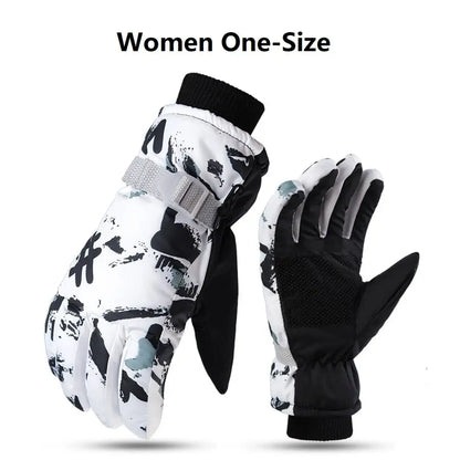 Winter Snowboard Ski Gloves Unisex PU Leather Non-slip Touch Screen Waterproof Motorcycle Cycling Fleece Warm Snow Sports Gloves