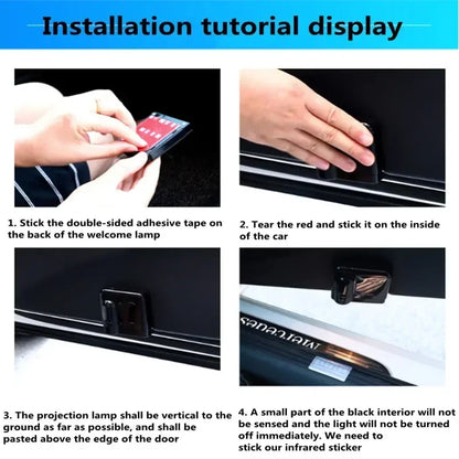 2Pcs New Car Door Light LED Welcome Lamp DIY N Logo Accessories Projector Wireless For Car tools Accessories amagi