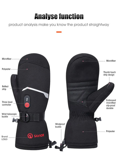 Winter Gloves Crab Finger Style Heating Hand Warm Electric Thermal Gloves Waterproof Snowboard Cycling Motorcycle Bicycle Skiing
