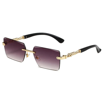 Fashion Rimless Sunglasses UV400 Rectangle Women Men Shades Hiking Square Sun Glasses Female Male Beach Vacation Travel Eyewear