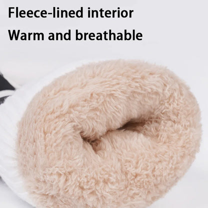Minimalist Winter Warmth Thickened Fingerless Gloves Unisex Waterproof Fabric Fleece-Lined Ski Gloves Outdoor Sports Gloves