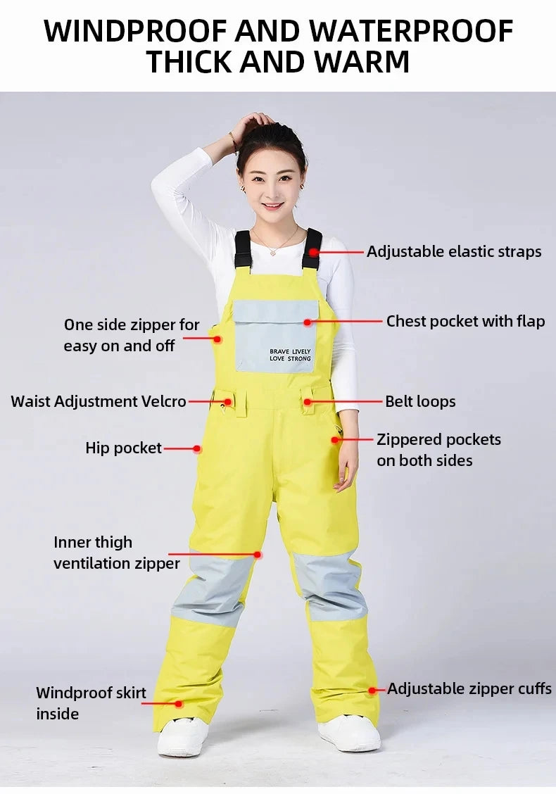 New Men and Women Winter Outdoor Ski Pants Windproof Waterproof Warm Breathable Snowboarding Pants Snow Sports Bibs Pants
