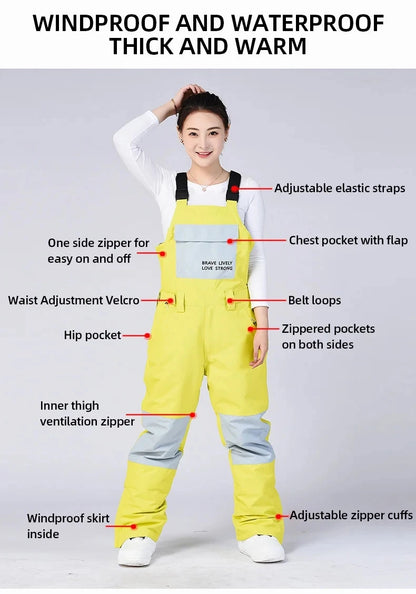 New Men and Women Winter Outdoor Ski Pants Windproof Waterproof Warm Breathable Snowboarding Pants Snow Sports Bibs Pants