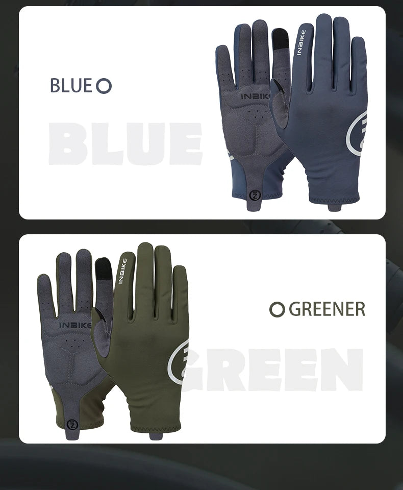 INBIKE 2024 Cycling Gloves Gel Padded for Men Autumn Winter Fleece Road Bike Gloves MTB Full Finger Touchscreen Bike Accessories