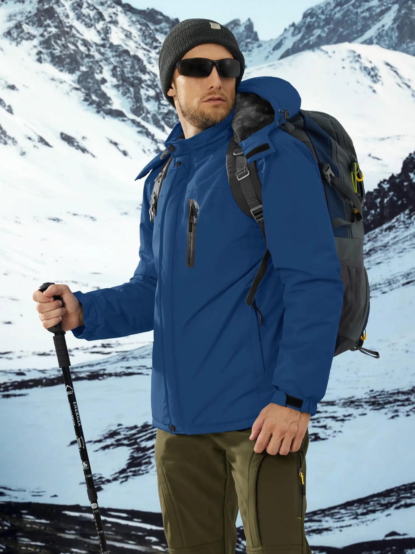 TACVASEN Winter Thicken Ski Snowboard Jacket Mens Fleece Waterproof Hiking Jackets Outdoor Mountain Trekking Windbreaker Parka