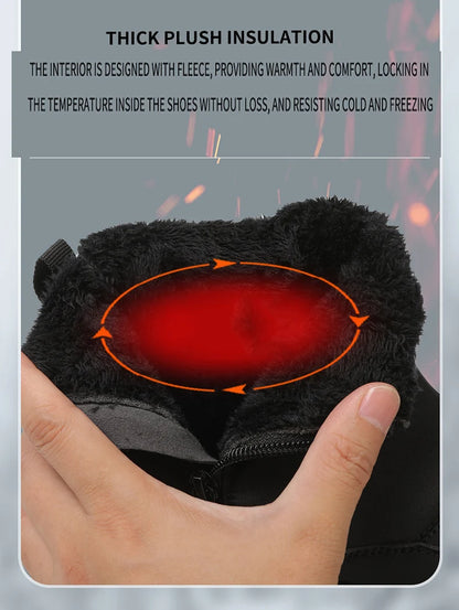 Women/Men Barefoot Snow Boots Warm Fur Shoes Non Slip Minimalist Ankle Boots Thermal Plush Shoes Comfortable for Hiking Walking