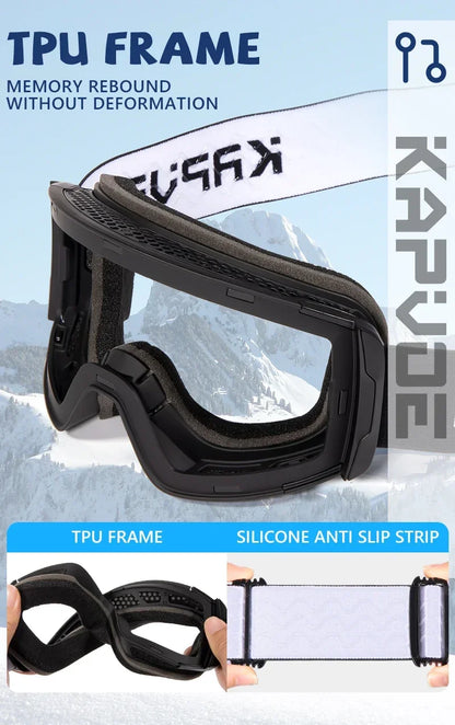 Kapvoe Photochromic Ski Goggles Magnetic Anti-Fog Lenses UV400 Protection Men Women Ski Goggles Winter Sports Eyewear