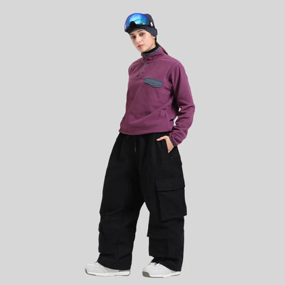GSOU SNOW Winter Multi Pockets Ski Pants Men Loose Snow Pants Warm Windproof Skiing Trousers Outdoor Sports Breathable Britches