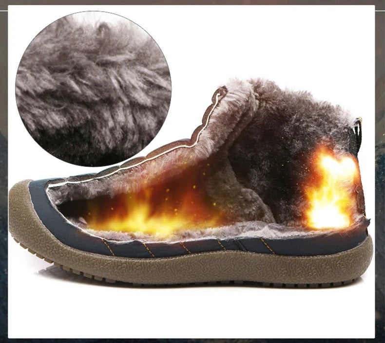 Men Winter Shoes Solid 3 Colors Men's Snow Boots Plush Inside Bottom Keep Warm Waterproof Ski Boots Plus Size 36 - 48