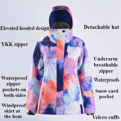Skiing Hoodie Jacket Outdoor Warm Ski Coats Windproof Waterproof Ski Tops Women Sports Snowboard Jacket Winter New Snow Clothing