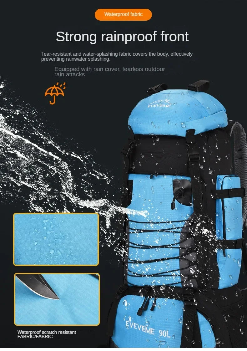 90L Large Capacity Travel Backpack Men Women Camping Hiking Climbing Mountaineering Bags Outdoor Sports Shoulder Rucksack
