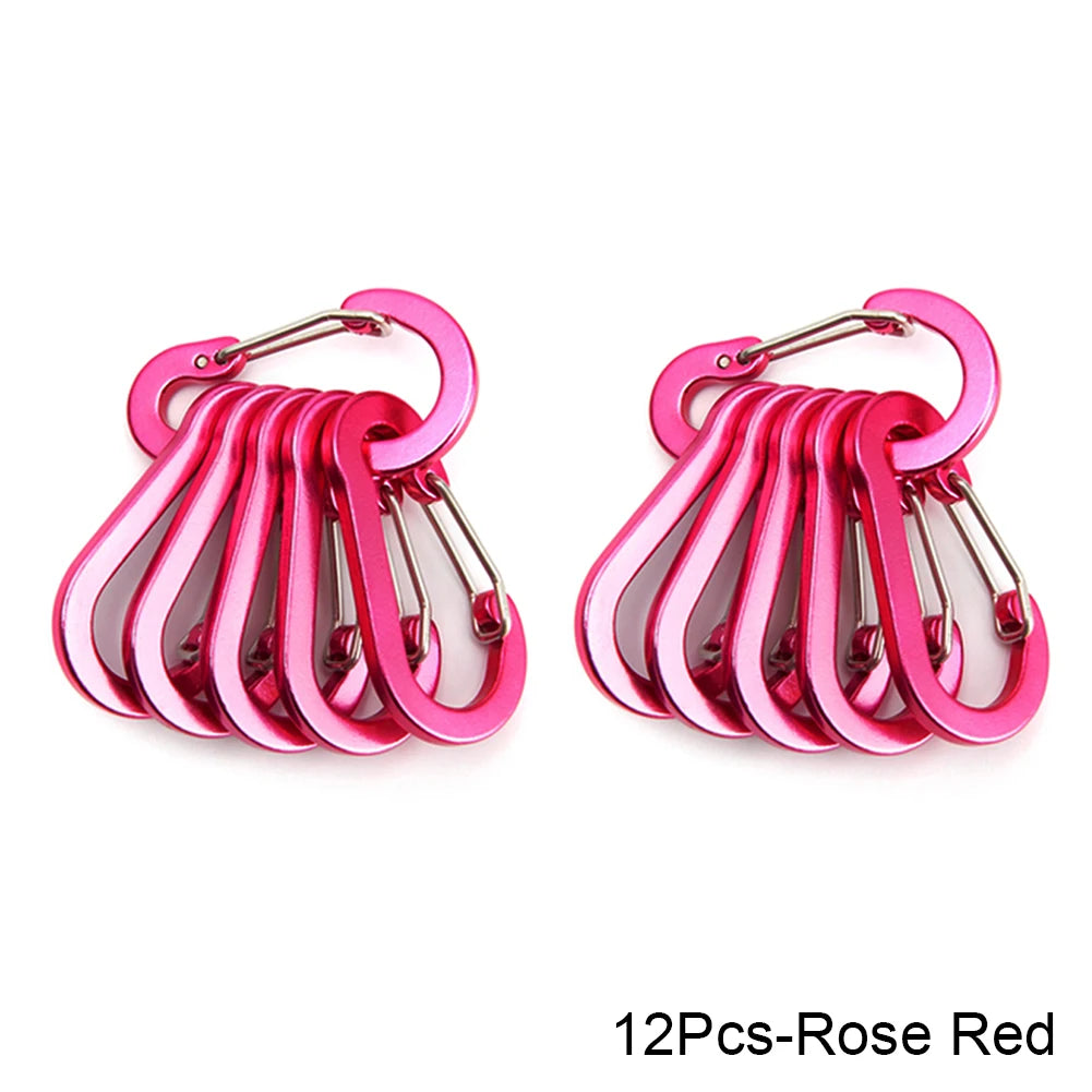 6/12pcs Outdoor Camping Multi Tool Mountaineering Buckle Steel Small Carabiner Clips Fishing Climbing Acessories Dropshipping