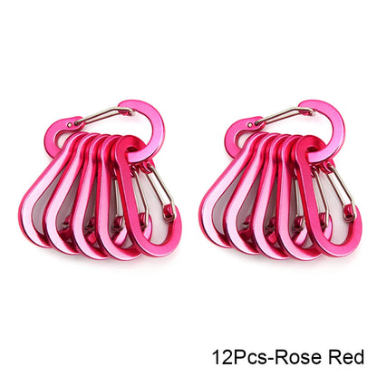 6/12pcs Outdoor Camping Multi Tool Mountaineering Buckle Steel Small Carabiner Clips Fishing Climbing Acessories Dropshipping