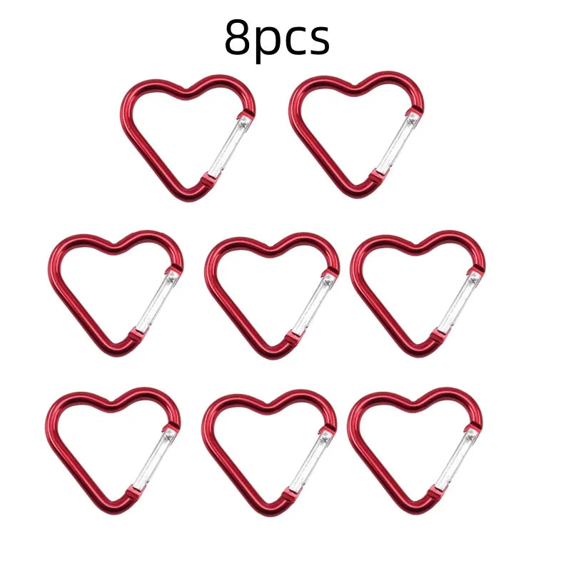 Outdoor Carabiner Heart Shape Keychain Clip Aluminum Alloy Rings Climbing Clips Spring Snap Hook Carabiner Durable