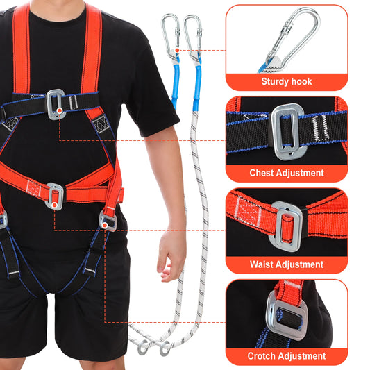 Safety Harness with 2M Safety Rope Belt Carabiner Outdoor Climbing Harness