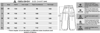 GSOU SNOW Plus Size Winter Ski Trousers Super Baggy Men Snowboard Clothes Women Snow Pants Outdoor Sports Winterproof Breathable