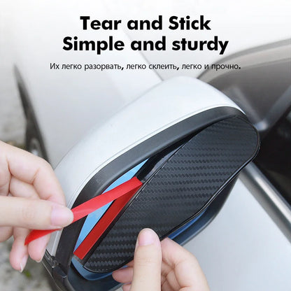 2PCS Car Rearview Mirror Rain Eyebrow Carbon Fiber Sun Visor Shade Cover Protector Clear Vision for Rain Car Mirror Accessories