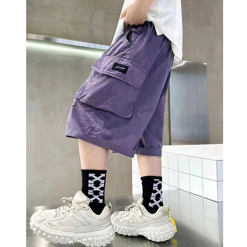 New Summer Teenage Short Boys Pants 3-14 Years Old Big Pocket Trousers For Kids Children Birthday Present